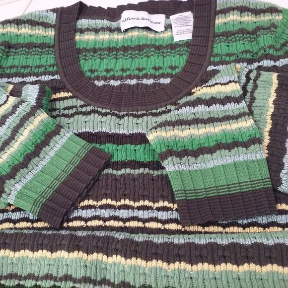 Alfred Dunner Textured Cable Knit Top Sweater Ladies-XL Long Sleeve Striped Bold - Picture 3 of 8